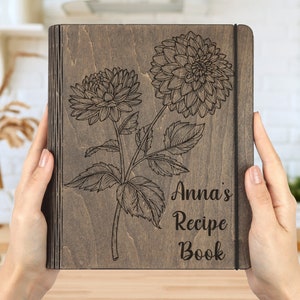 Personalized WOODEN recipe book/Custom Journal/Notebook/Family Heirloom cookbook/Wooden Binder/Gift for mom/christmas gift/Grandma gift