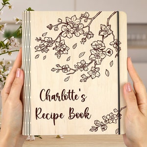 Personalized WOODEN recipe book/Wooden Binder/Gift for mom/Recipe Custom Journal/Grandma gift/Family Heirloom cookbook/Notebook/Gift for her
