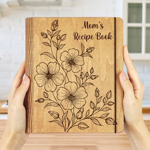 Personalisiertes HOLZ Rezeptbuch/Muttertag/Geschenk für Mama/Geschenk für sie/Kochgeschenk für Frauen/Rezept Kundenspezifisches Journal/Familienerbstück Kochbuch