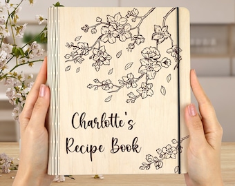 Personalized WOODEN recipe book/Wooden Binder/Gift for mom/Recipe Custom Journal/Grandma gift/Family Heirloom cookbook/Notebook/Gift for her