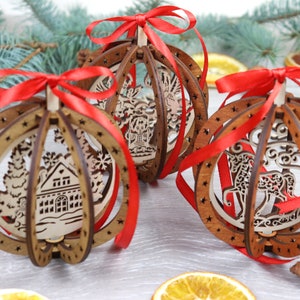 Wooden CUSTOM 3D Christmas Ornaments, Snowflake,Snowman Tree ornaments set,Christmas decorations wood,Green tree ornaments personalized gift