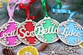 Custom Christmas baubles with name, Wooden tree baubles,  Ornament With Name ball, snowflake ornament Christmas, Personalized ornaments