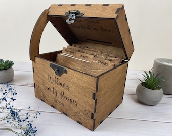 Recipe Box 4x6 With Dividers, Custom Recipe Card Box, Moms Birthday Gift, Personalized Engraved Wood Box, Personalized Bridal Shower Gift