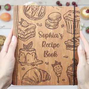 Recipe Journal/Family Heirloom cookbook/Personalized recipe book /Wooden Binder/Custom Recipes/Gift for mum/Anniversary gift/Grandma gift