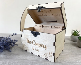 Recipe Box 4x6 With Dividers, Custom Recipe Card Box, Moms Birthday Gift, Personalized Engraved Wood Box, Personalized Bridal Shower Gift