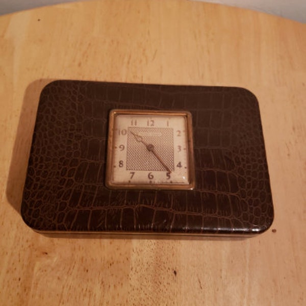 Vintage Small Travel Jewelry Box With Alarm Clock