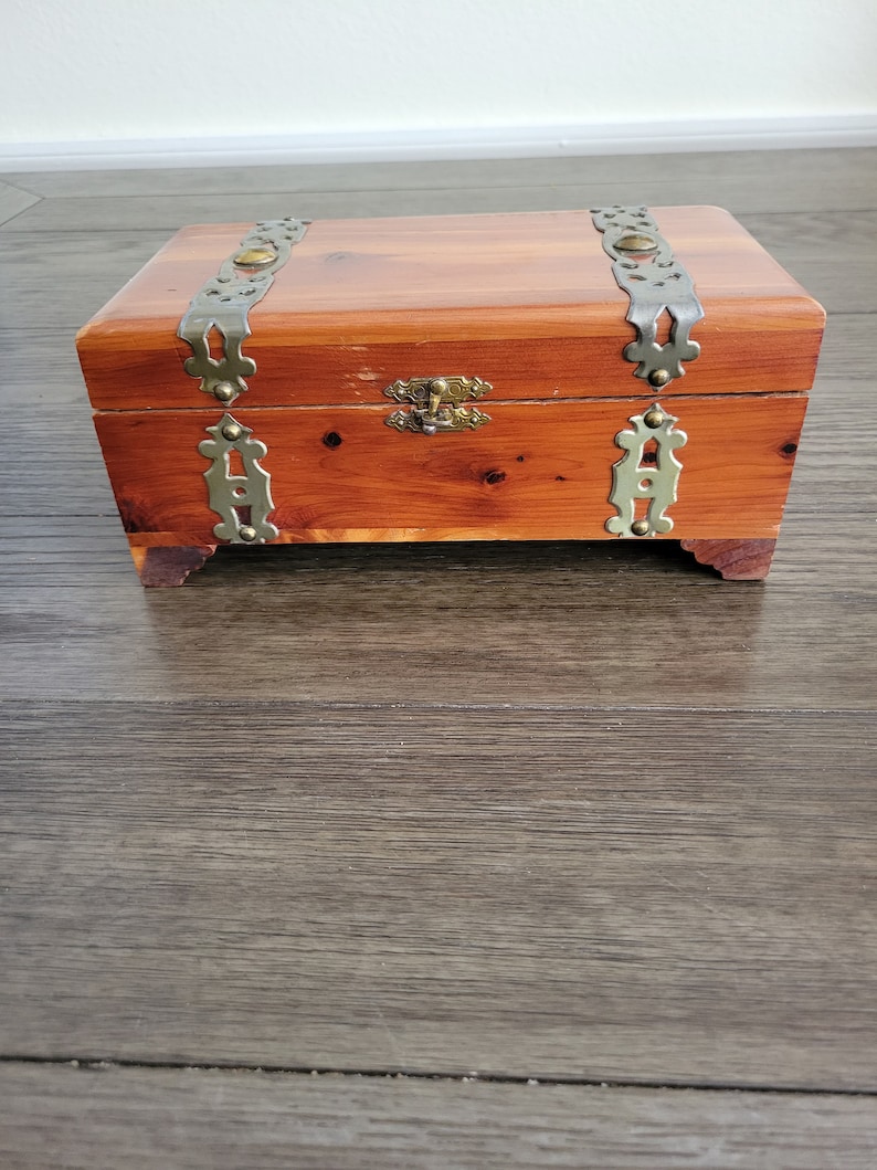 Vintage Cedar Jewelry Box Etsy