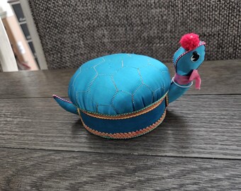 Vintage Turtle Container and Pin Cushion