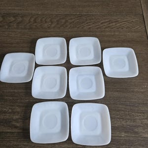 Set of 8 Fire King Charm saucers in azure-ite blue