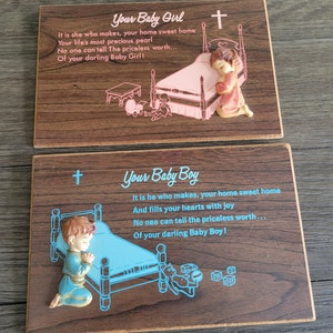 Vintage Boy and Girl Praying Wall Plaques
