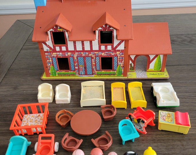 Vintage Fisher Price House With Accessories Etsy