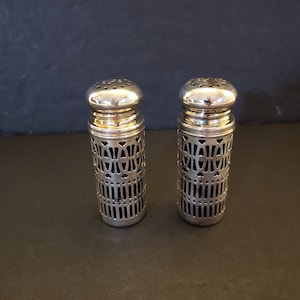 Vintage Cobalt Blue With Metal Covers Salt and Pepper Set