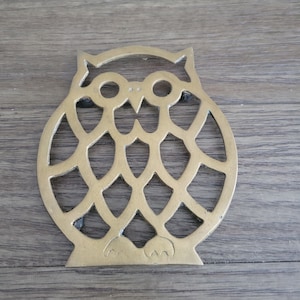 Vintage Brass Owl Trivet