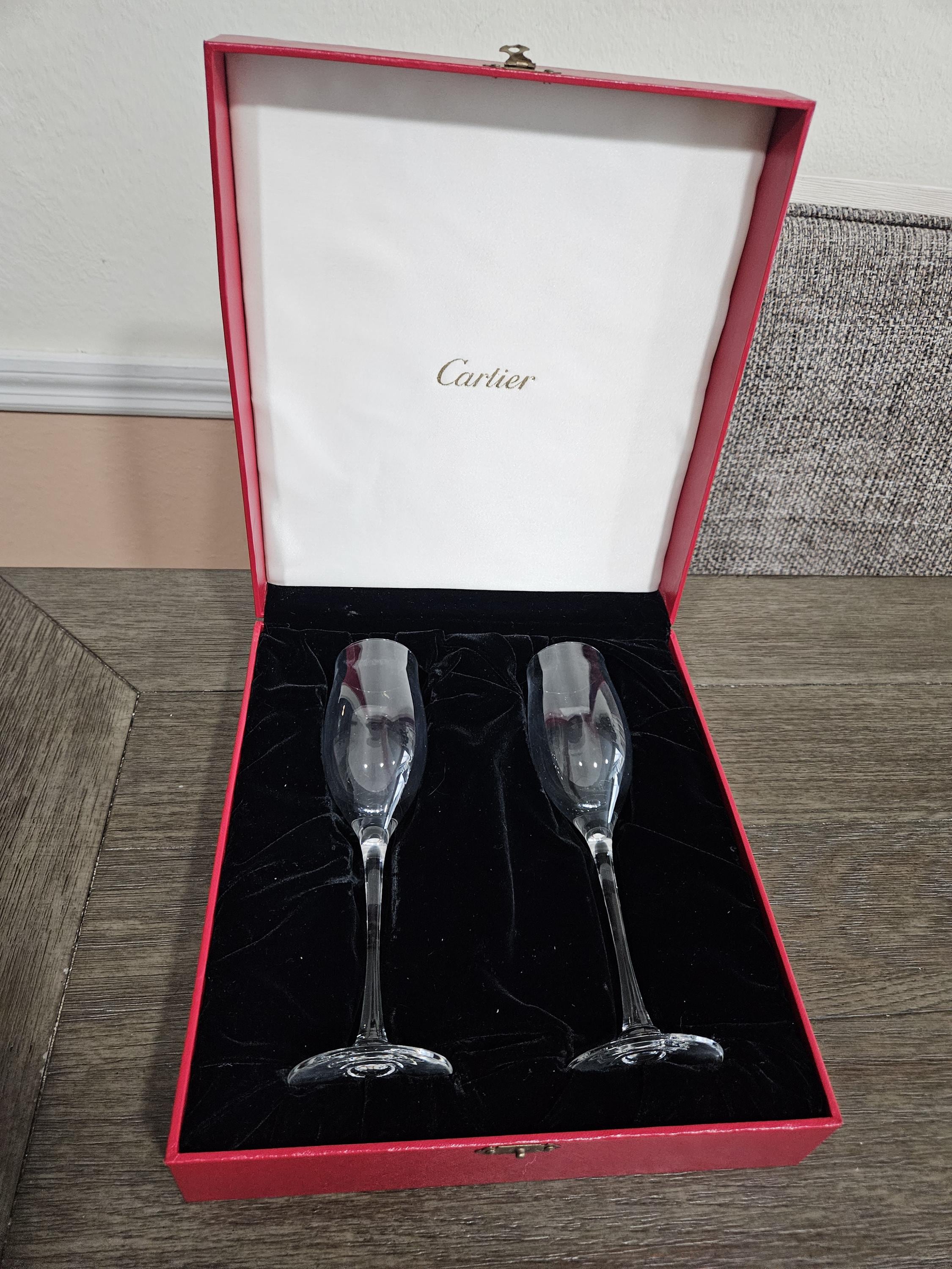 Pair of Vintage Cartier Wine/champagne Glasses - Toasting Long 