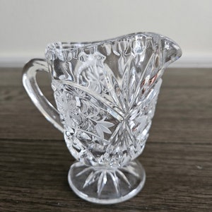 Vintage Glass Crystal Creamer with Footed Pedestal