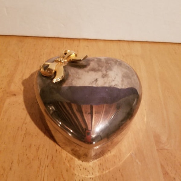 Vintage Silver Heart Shaped Trinket Box
