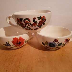 Set of 3 Mccoy Bowls With Rooster and Flowers - Etsy