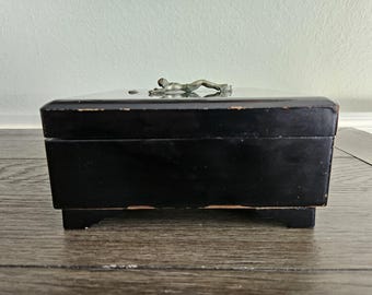 豪華クラシックBOX まとめ売り Vintage Black Lacquered Jewelry/music Box With Crucifix on