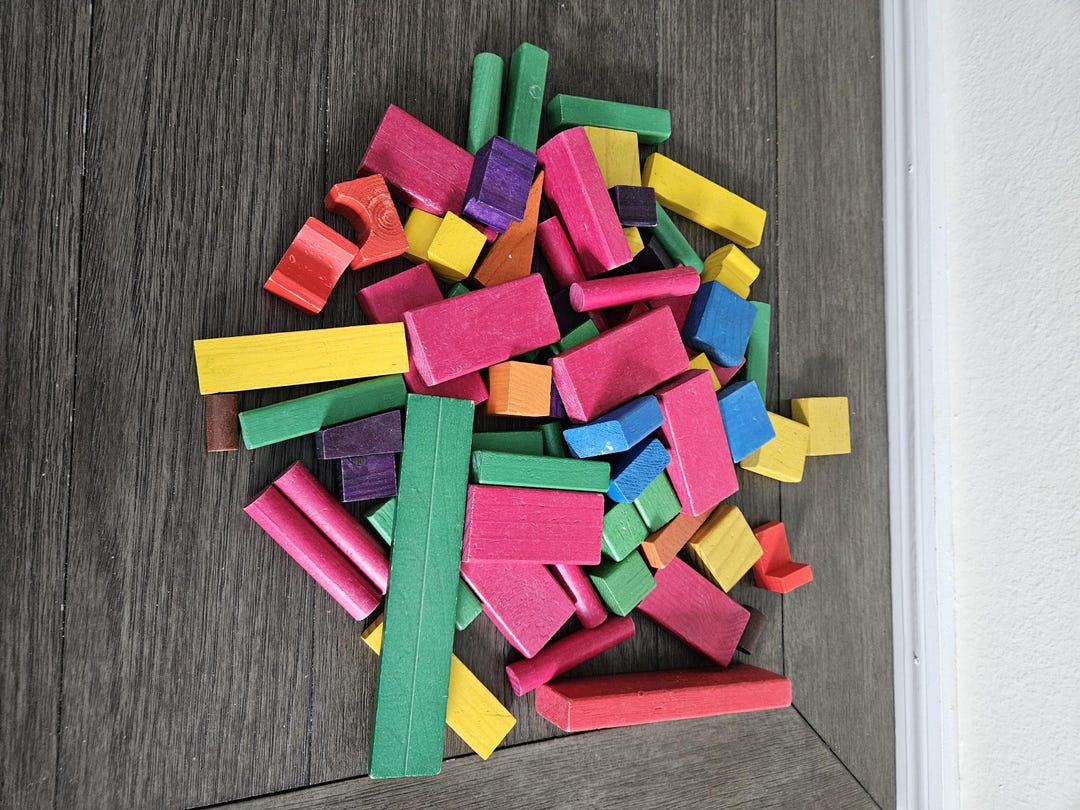 Vintage Set of 71 Assorted Wooden Blocks - Etsy