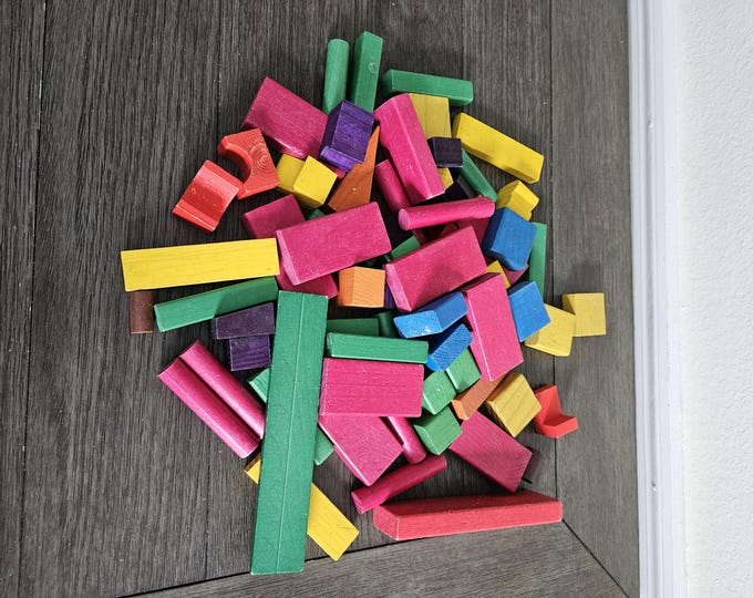 Vintage Set of 71 Assorted Wooden Blocks - Etsy