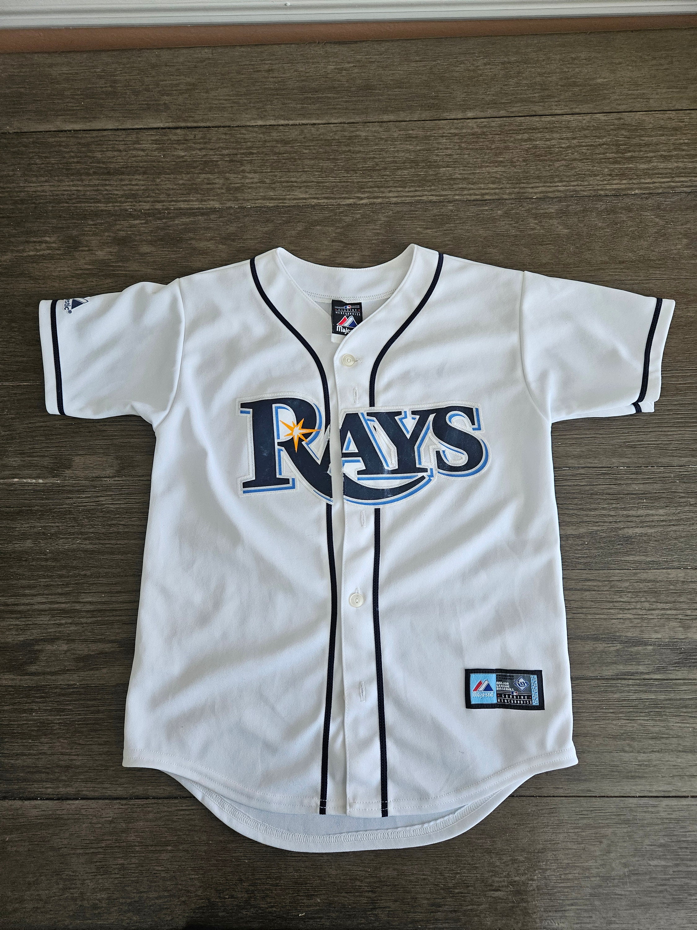 Vintage Genuine Majestic MLB Devil Rays Tampa Bay Baseball Jersey Full Button Sewn Embroidered Crawford 13 Kids Medium Etsy
