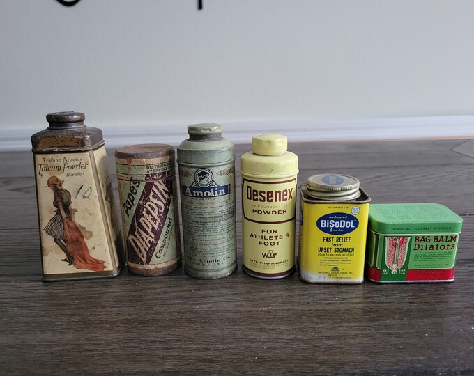 Reserved for Cami Set of Antique and Vintage Medical Tins and