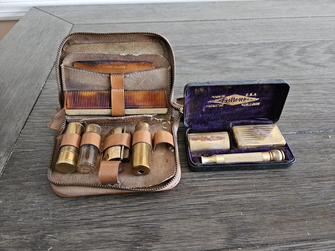 Gillette Razor In Case Vintage Gillette Traveling Razor in Case & Another Case With ...