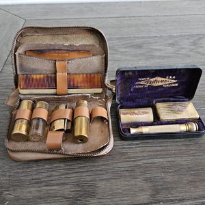 Vintage Gillette Traveling Razor in Case & Another Case with Accessories
