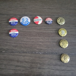 Vintage Political Button for Goldwater & Miller - Your Choice