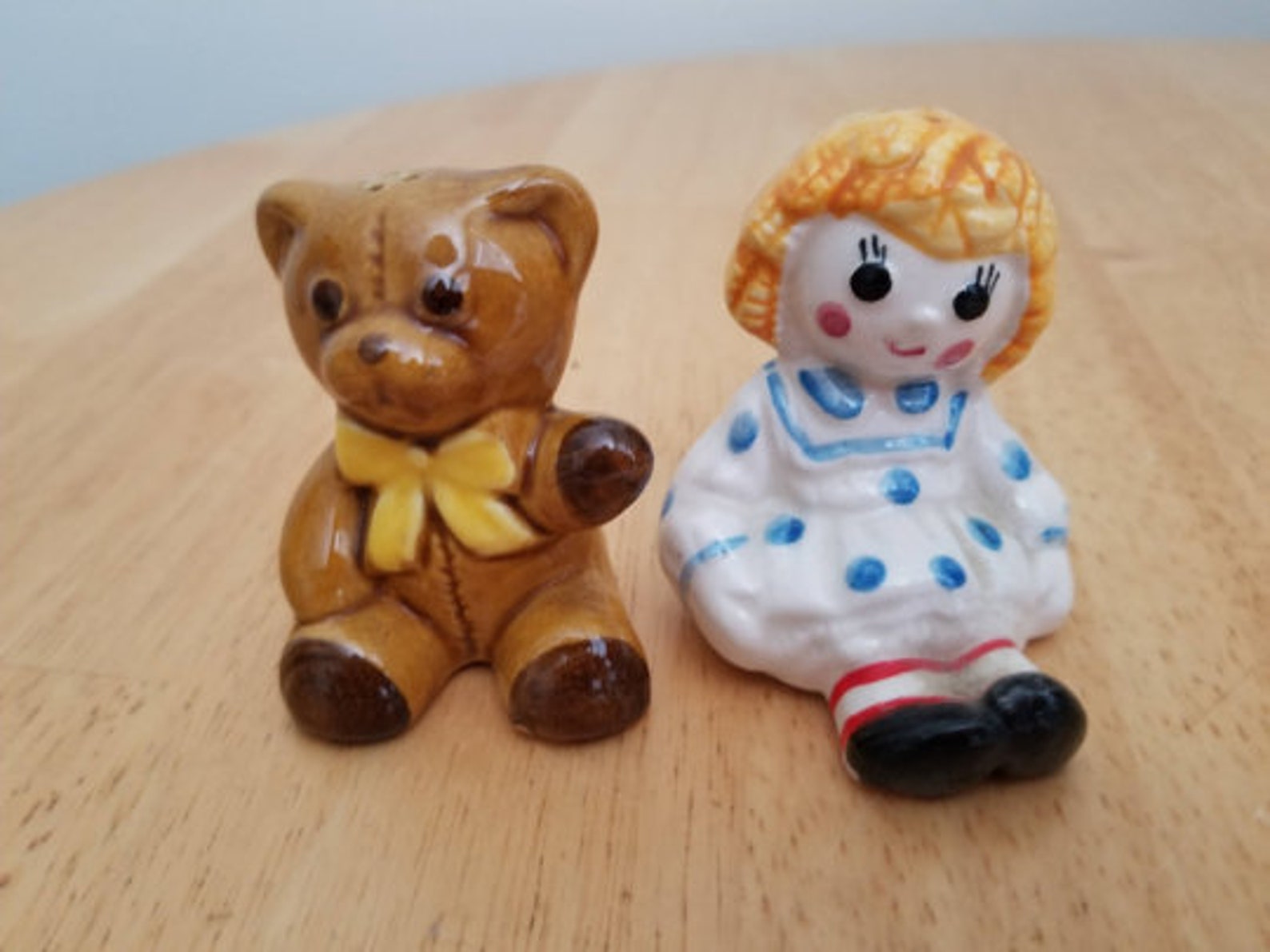 Vintage Raggedy Ann and Teddy Bear Salt and Pepper Shakers Etsy