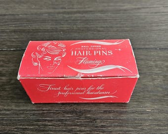Vintage Box of Flamingo Crimped Hair Pins