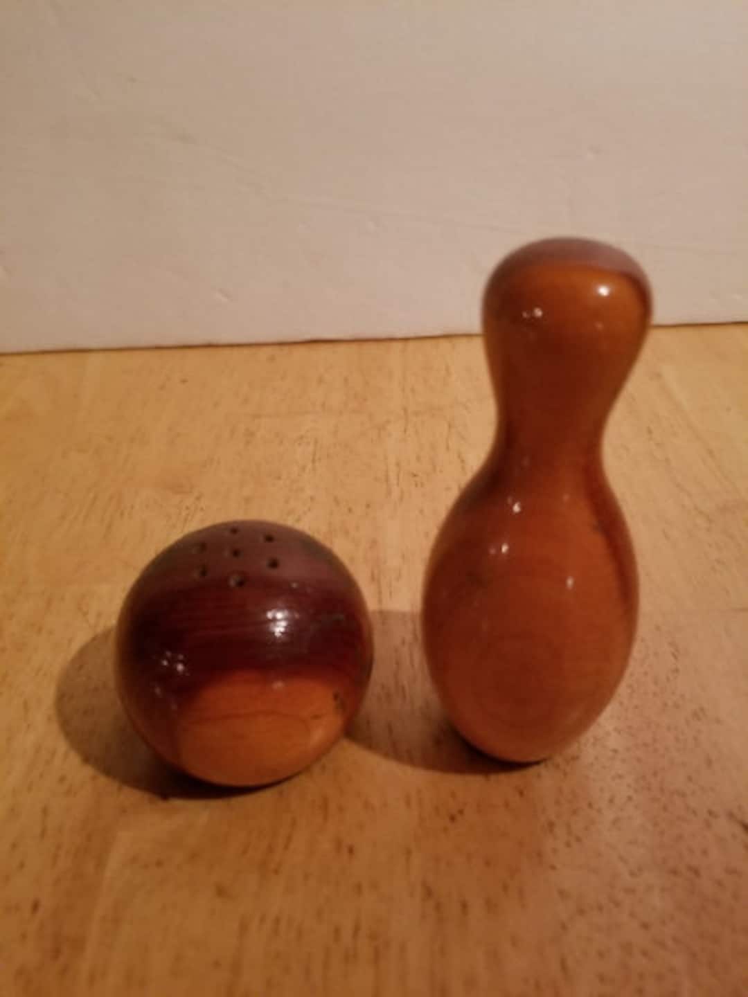 Vintage Wooden Bowling Ball and Pin Salt and Pepper Shakers Etsy