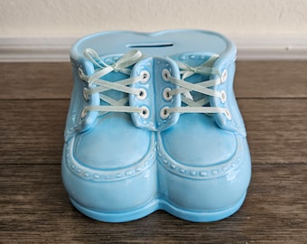 Vintage Blue Baby Shoes Bank