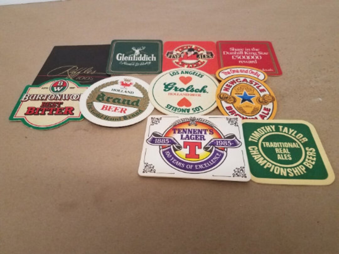 Set of 10 Vintage Assorted Liquor Coasters Etsy
