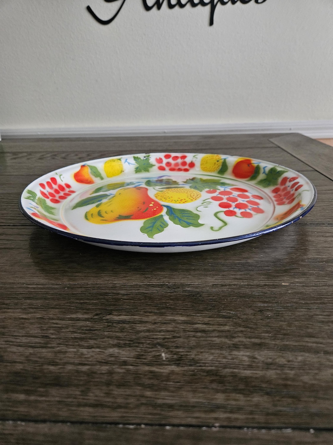 Vintage Large Enamelware Tray With Fruit Pattern - Etsy