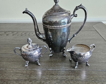 Vintage Crosby Silver Plated Teapot, Sugar and Creamer Set