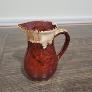 Vintage Brown Drip Pitcher marked Roseville