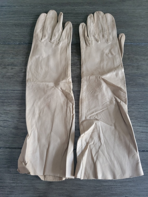 Vintage Grandor Long Tan Leather Gloves