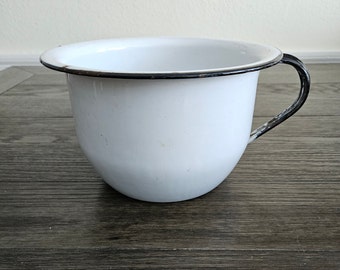 Vintage White Enamelware Pot
