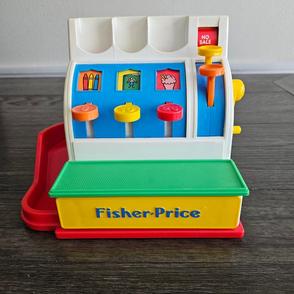 Vintage Fisher Price Cash Register with 4 coins