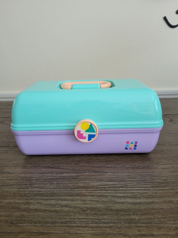 Vintage Caboodle Makeup Case # 2622 Purple Pink Teal Great Condition USA