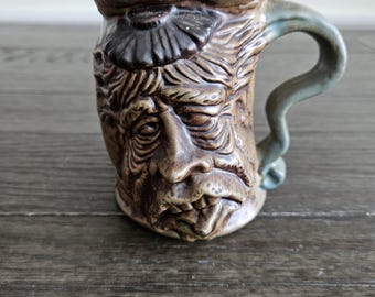 Vintage Hangover Face Mug, Marked Rumph Mug 1971 With Elephant Inside