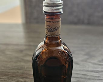 Vintage Stetson Brown Bottle With Metal Lid, Still Has Some Cologne, 5 oz Bottle