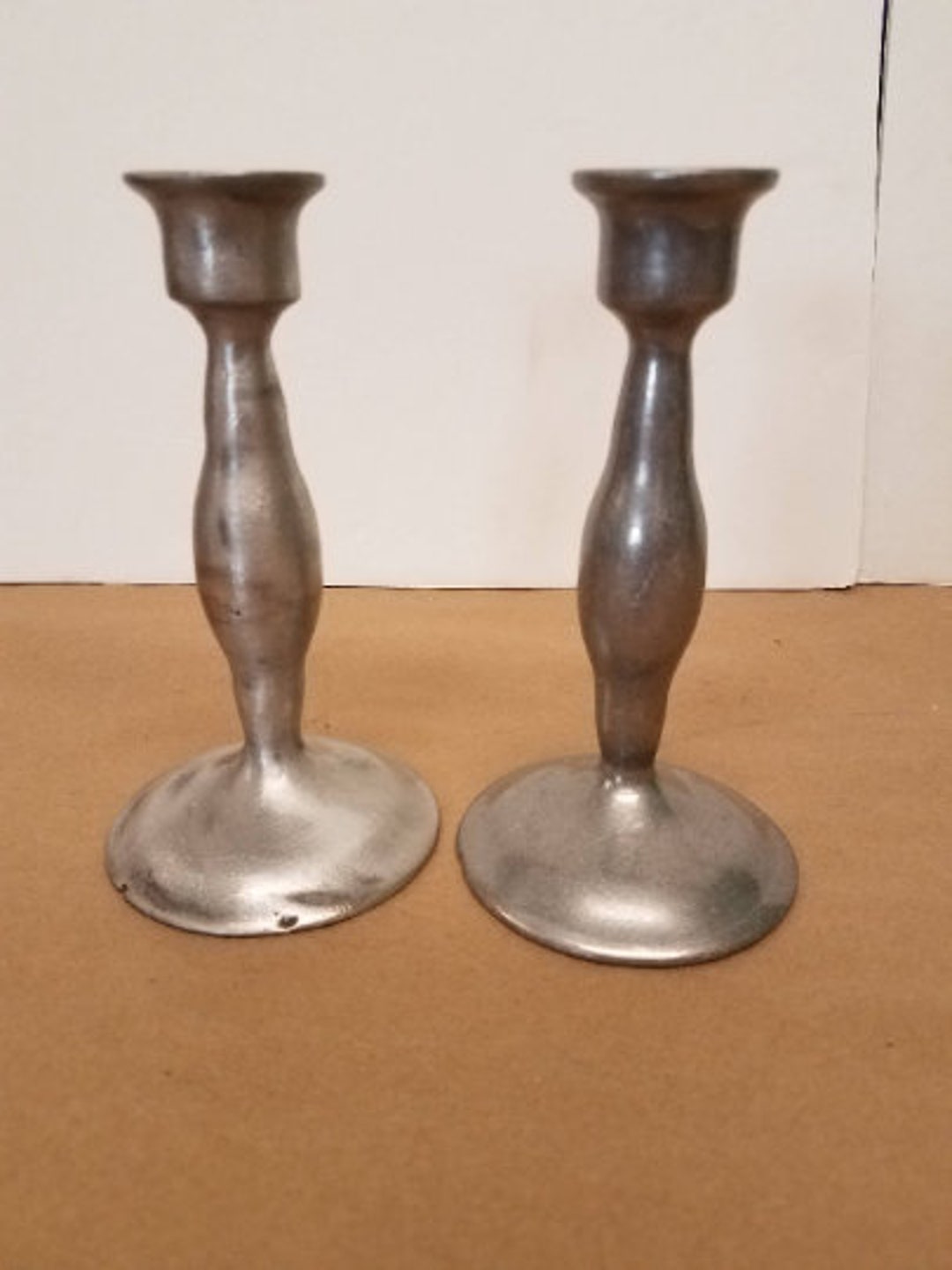 Vintage Pewter Candlestick Holders Etsy