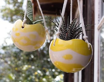 Sunny Yellow Ceramic Cactus Holder - Add a Pop of Color to Your Space