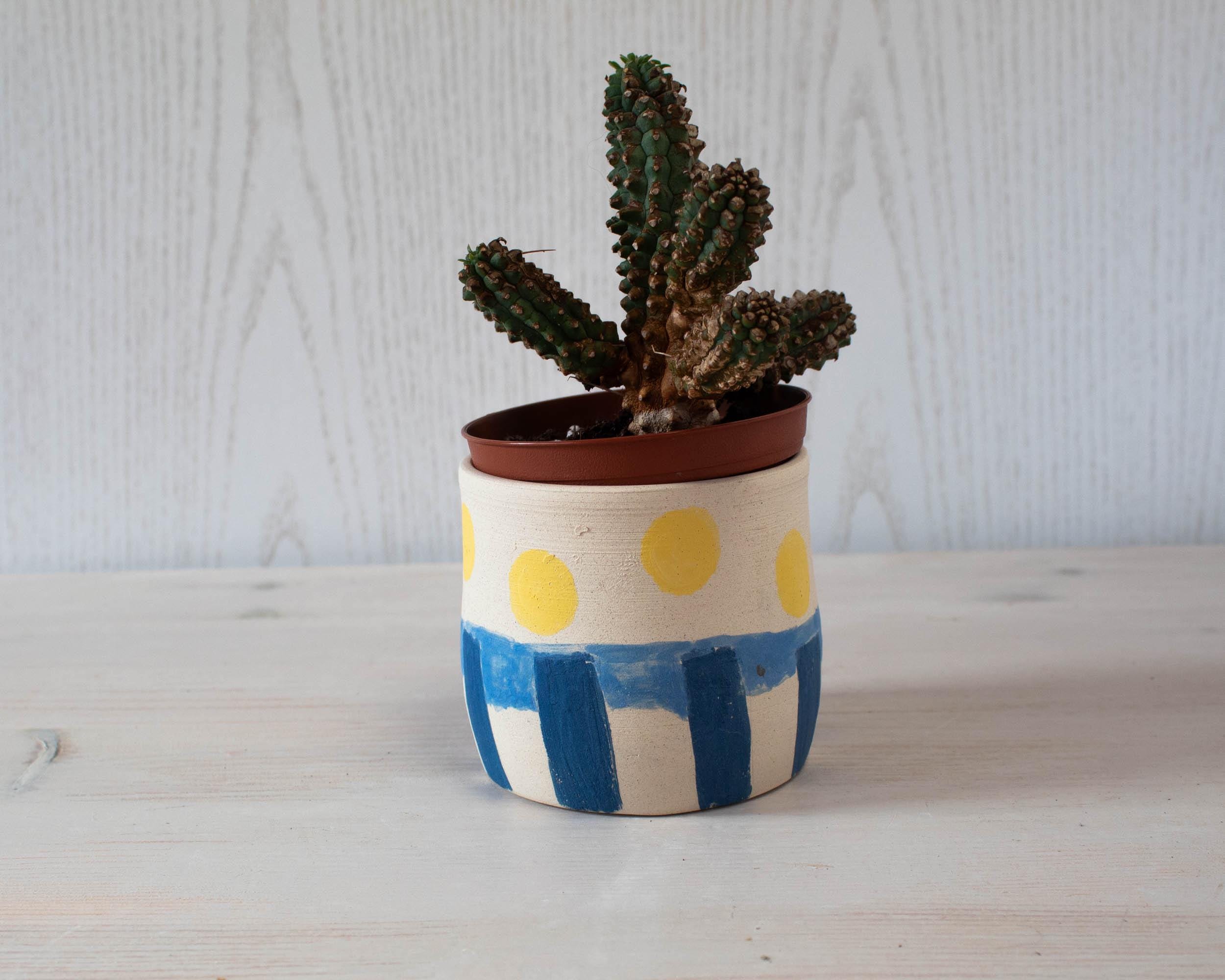 Fioriera Colorata Con Scultura Ondulata – Vaso Per Piante Grasse In Resina, 15x15x13cm, Per Interni/Esterni, Regalo Per Appassionati
