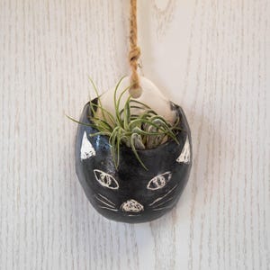 Cute Black Cat Wall Hanging Plant Pot Mini Planter Air Plant Holder Gift Idea