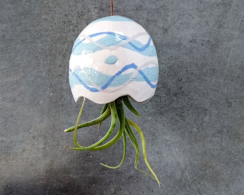 Ceramic Hanger Planter, Tillandsia Planter Pot, Hanging Flower Planter, Air Plant Pot Cover, Boho Decor, Plant Lover Gift image 2