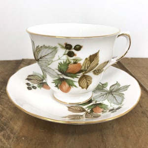 Vintage Queen Anne  “Fall Design” Bone China Cup & Saucer — 8318