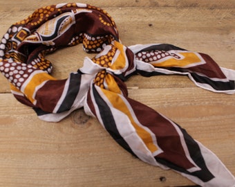Vintage Dreamtime Pure Silk Square Scarf  - Browns and Black - Designed in Australia